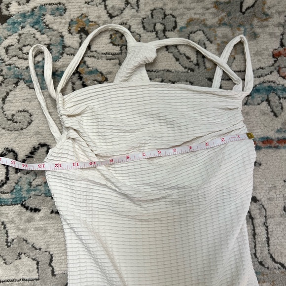 Racerback Textured White Athleisure Tank with Built In Bra - Picture 3 of 5